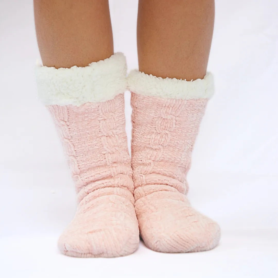 Chaussette en Sherpa Rose